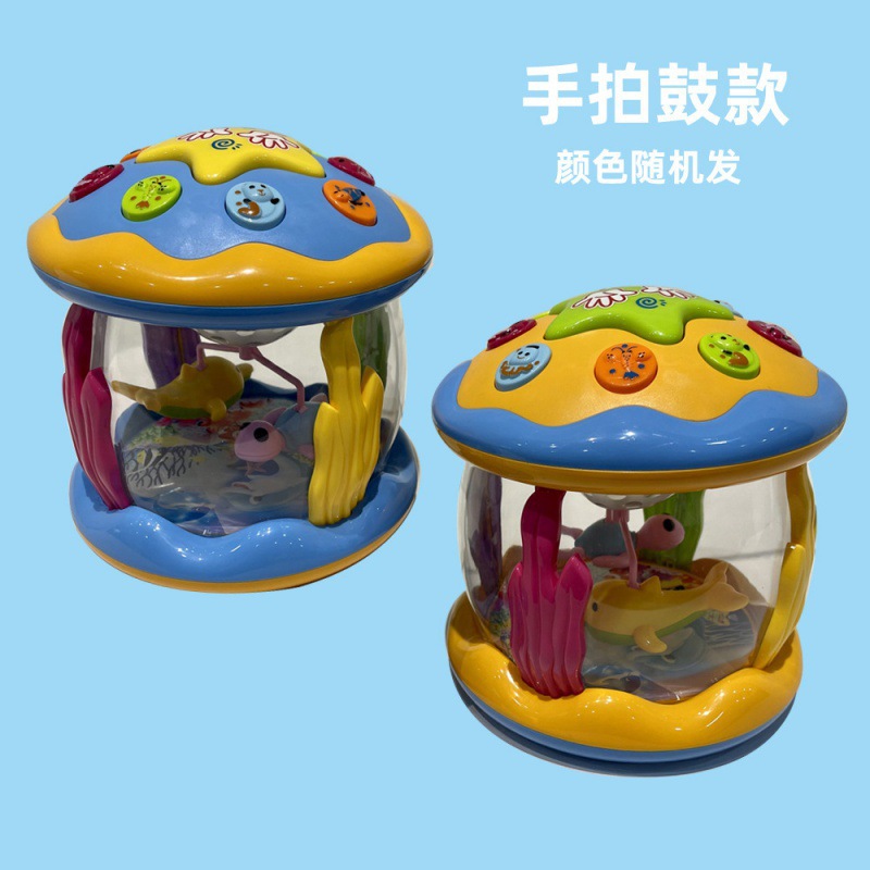 NEWCE Crossborder Amazon light baby comfort music box projection rotating ocean clap drum music