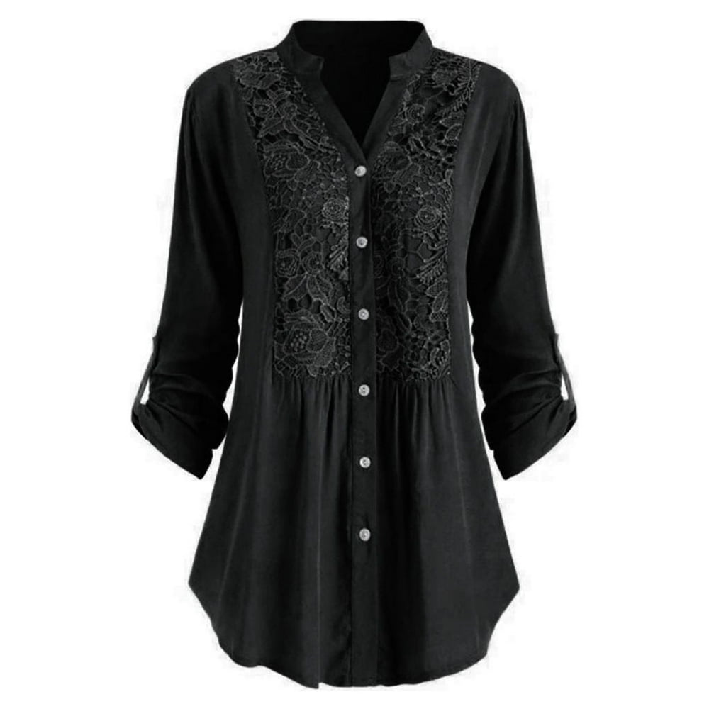 NEWCE Plus Size Clearance $5 Women Ladies Large Size Button Lace V Neck ...