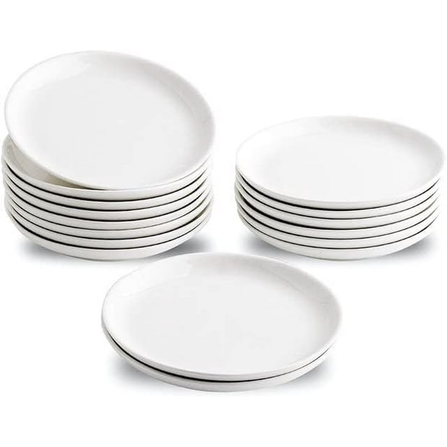 16-Piece Ceramic Dessert Plates, 5.6'' Round Appetizer Plates, Small ...