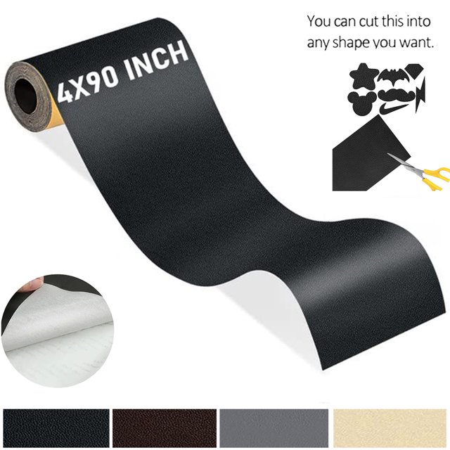 XINLTC Self Adhesive Leather Repair Patch, Black, 4 x 90 inch, leather