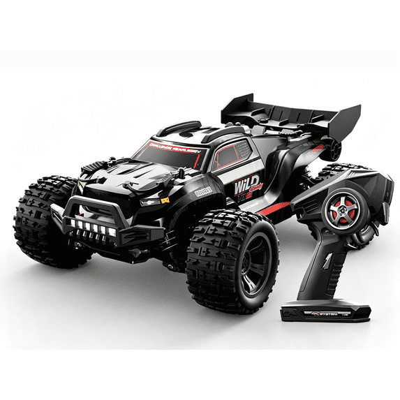 1:18 Scale Fast RC Cars for Adults & Kids, Max 20 MPH, 4WD Off-Road RC Trucks, All Terrain Remote Control Car for Snow, Sand, Beach & Rocky Surfaces, Black