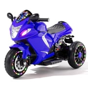 Xuanlur 24V Electric Motorcycle for Kids, 3 Wheel Kids Motorcycle with LED Light Up Wheels, Dual 390 Motors, Speed Up to 5 mph, Bluetooth Music, Ride On Toy for Kids 3-8 Years Old, Blue