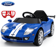 Xuanlur 12V Licensed Ford GT Kids Ride on Toy, 12V Battery Powered Electric Car w/Remote Control, 4-Wheel Suspension, 3 Speed, Battery Display, LED Lights, Ride on Car for Toddler 1-5 Years, Bule
