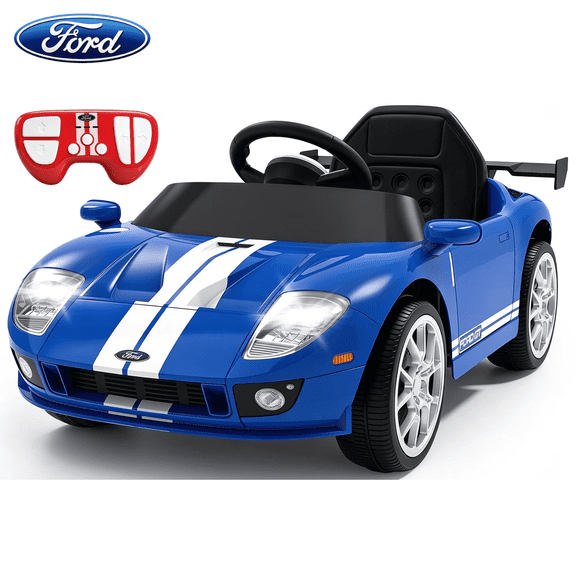 12V Licensed Ford GT Kids Ride on Toy, 12V Battery Powered Electric Car w/Remote Control, 4-Wheel Suspension, 3 Speed, Battery Display, LED Lights, Ride on Car for Toddler 1-5 Years, Bule