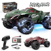 Xuanlur 1:18 Dinosaur RC Car for Boys & Adults, Max 25 MPH Off-Road Truck w/2.4 GHz High Speed Remote Control,4WD, All Terrain Truggy for Snow, Sand & Mud, Green