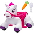 thumbnail image 1 of Xuanlur 12V Unicorn Ride on Toy for Toddlers, Interactive Battery Powered Electric Car w/Glowing Horn & Magic Sounds, Carrot Toy, Comb, Plush Mane, Ride on Horse for Kids Ages 1.5-3 Years Old, Pink, 1 of 7