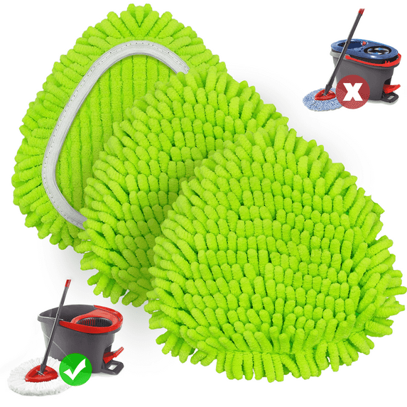 NEWE Chenille Mop Pads 3 Pack for 1 Tank System (Green)