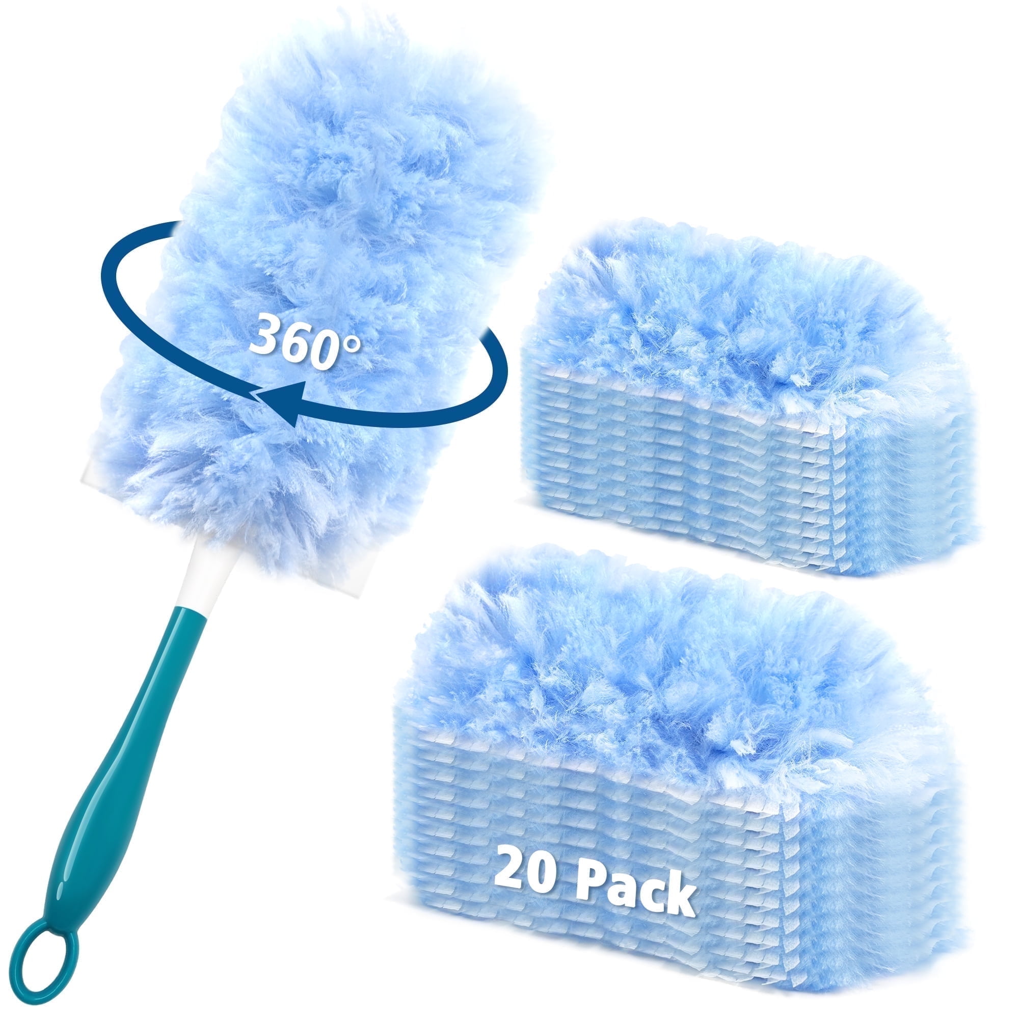 NEWE Dusters Heavy Duty with 20 Refills Compatible with Swiffer for Multi-Surface Cleaning (Blue)