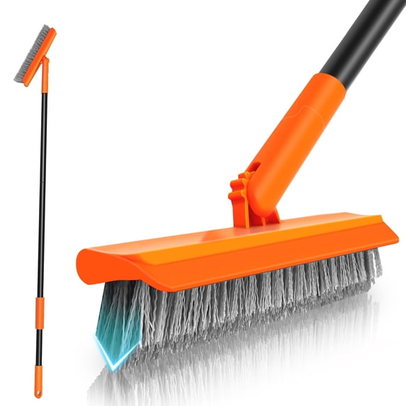 NEWE Grout Brush with 49.6" Long Handle, V-Shaped Tile Scrubber (Orange)