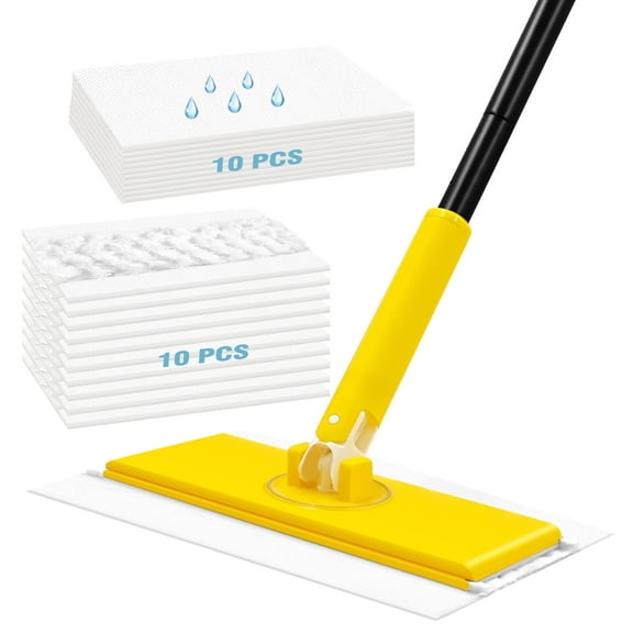 NEWE Sweeper Mop, 2-in-1 Starter Kit for Swiffer (Yellow)