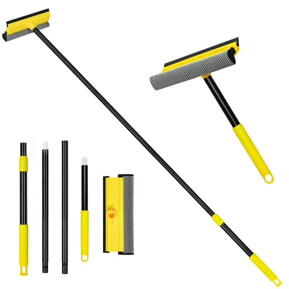 NEWE Window Squeegee with Extension Pole 54.5 inches, Short Handle Included, Yellow