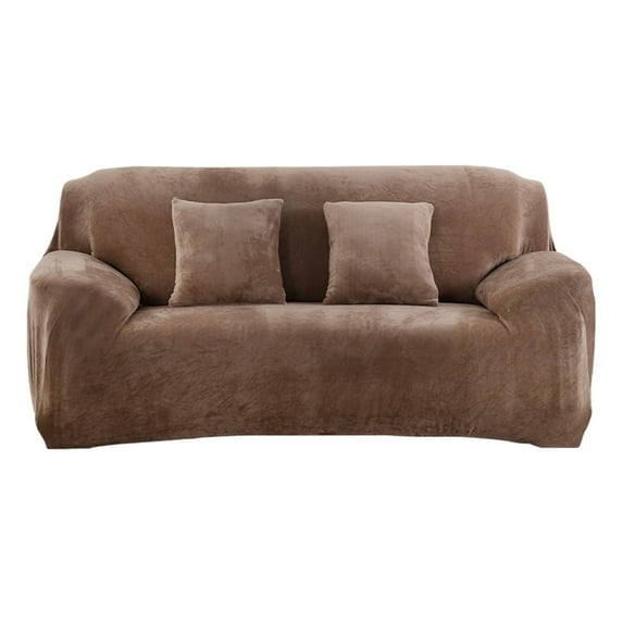 NEWEEN 1-Piece Luxury Velvet Chair Fit Stretch Slipcover Sofa Cover Washable,Khaki