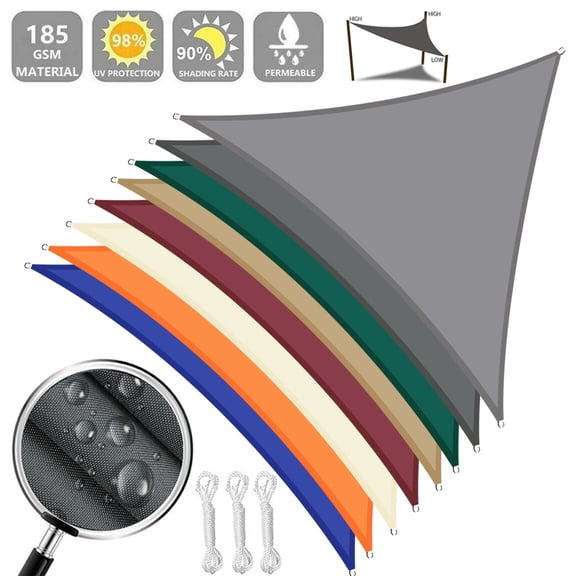 NEWEEN 10'x10' Light Gray Triangle Shade Sail, Water-Resistant