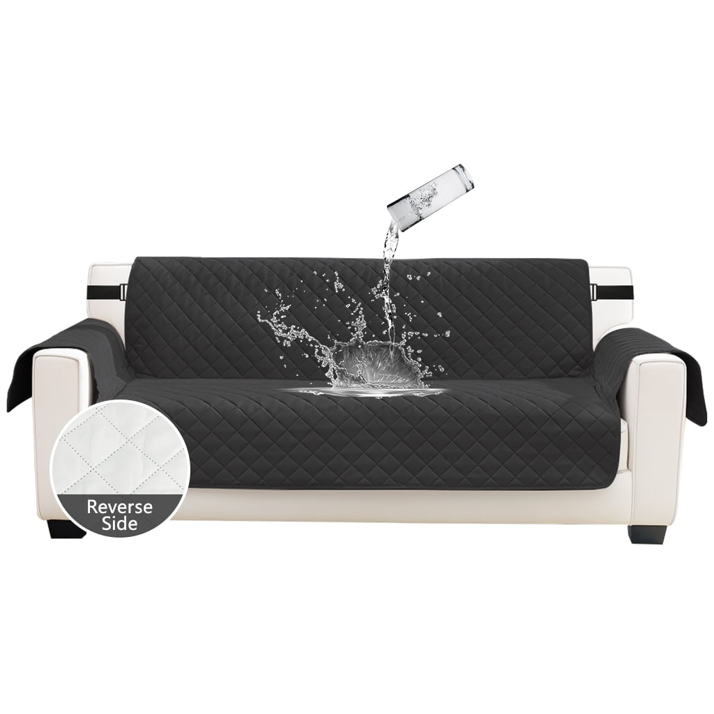 NEWEEN 100% Waterproof Sofa Cover Machine Washable Reversible Couch Cover Non Slip Furniture Protector Slipcover for Dogs, Children, Pets, Chair Size, Black