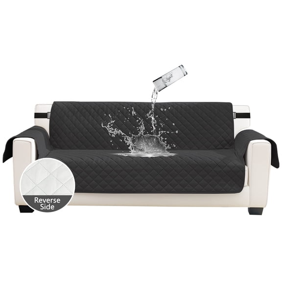 NEWEEN 100% Waterproof Sofa Cover Machine Washable Reversible Couch Cover Non Slip Furniture Protector Slipcover for Dogs, Children, Pets, Chair Size, Black