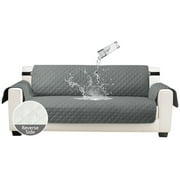NEWEEN 100% Waterproof Sofa Cover Machine Washable Reversible Couch Cover Non Slip Furniture Protector Slipcover for Dogs, Children, Pets, Loveseat Size, Gray