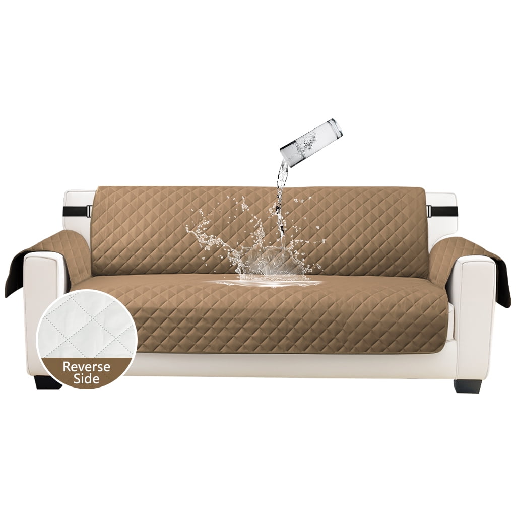 NEWEEN 100% Waterproof Sofa Cover Machine Washable Reversible Couch Cover Non Slip Furniture Protector Slipcover for Dogs, Children, Pets, Sofa Size, Taupe