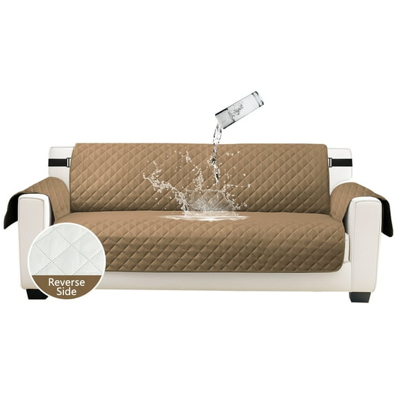 NEWEEN 100% Waterproof Sofa Cover Machine Washable Reversible Couch Cover Non Slip Furniture Protector Slipcover for Dogs, Children, Pets, Sofa Size, Taupe