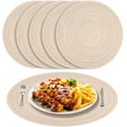 thumbnail image 1 of NEWEEN 15" Round Placemats Set of 6 Braided Fabric Heat Resistant Washable Table Mat for Kitchen for Kitchen Party Decor, Beige, 1 of 8