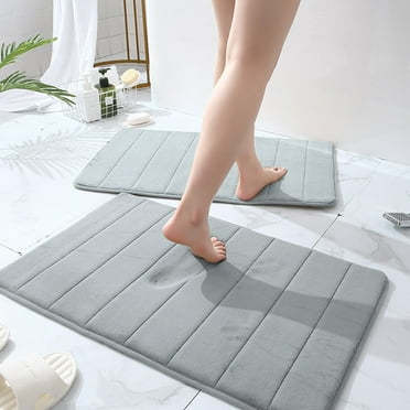 NEWEEN Bath Mats for Bathroom Non Slip - Memory Foam Bath Mat Coral Velvet Super Water Absorbent Polyster Soft Shaggy Anti-Slide For Bathroom Floor Rug - 24"x16"