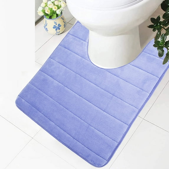 NEWEEN Bath Mats for Bathroom Non Slip - Memory Foam U-Shaped Bath Rug Coral Velvet Super Water Absorbent Polyster Soft Shaggy Anti-Slide For Bathroom Floor Rug - 20" x 24"