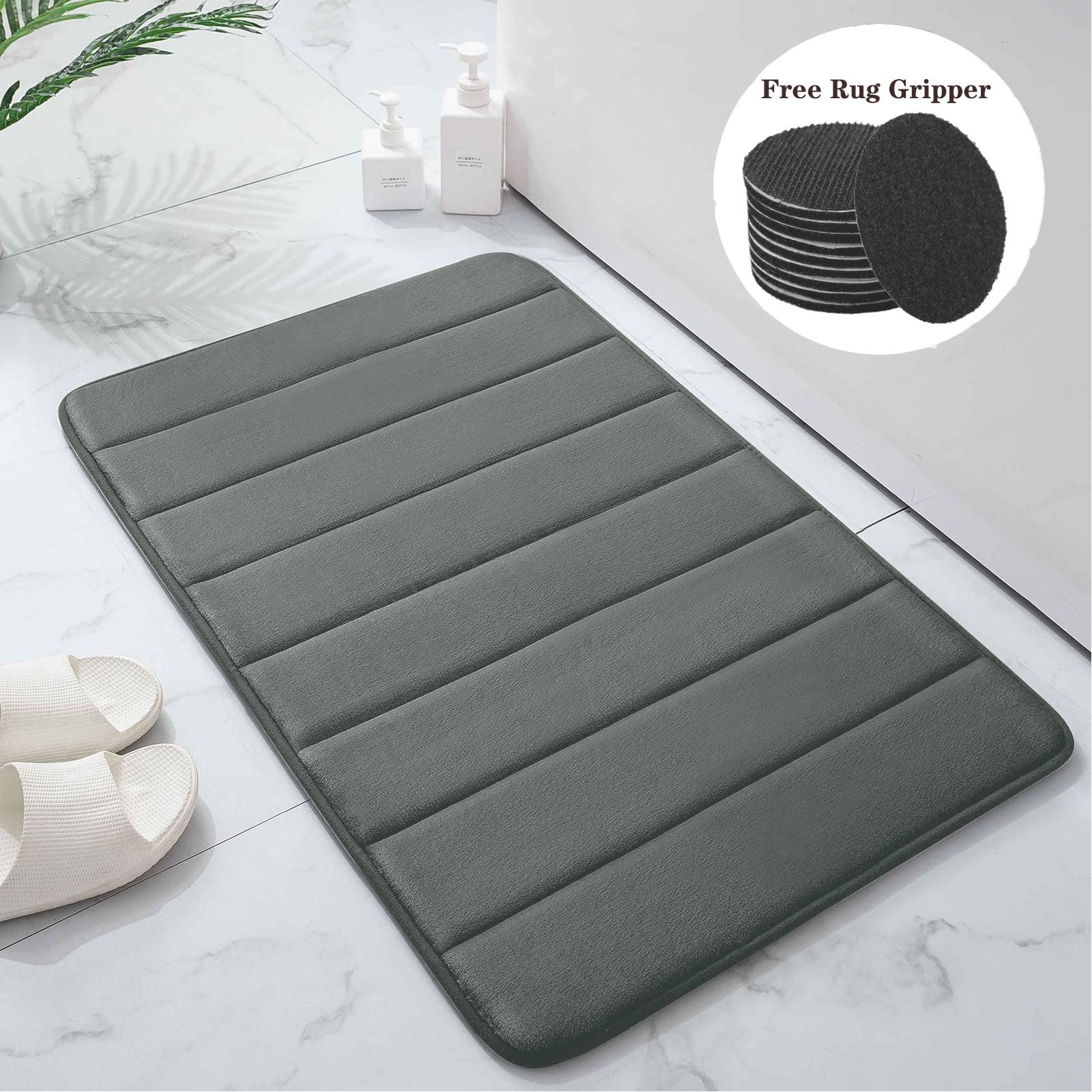 "NEWEEN NonSlip Fast Drying Bath Mat with Rug Gripper, Memory Foam