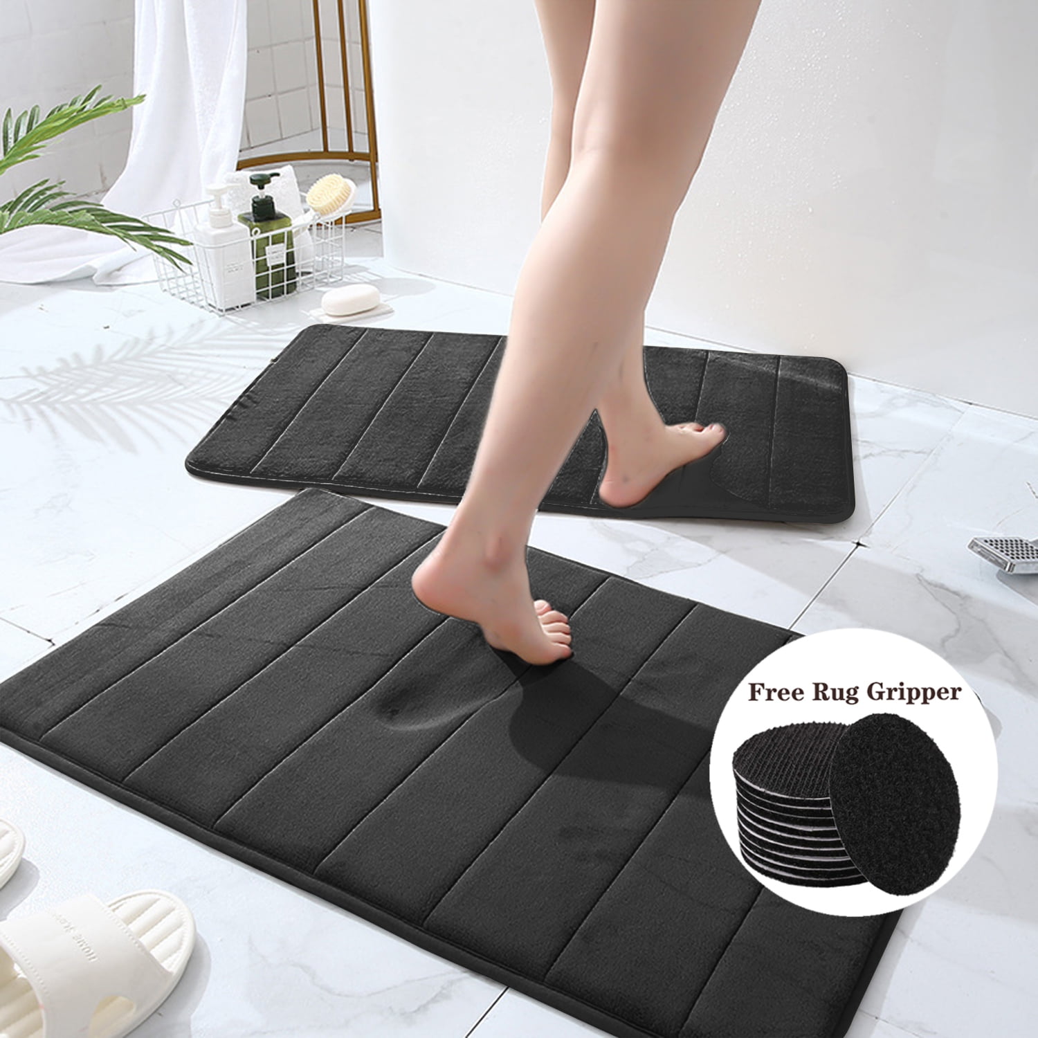 NEWEEN Bath Mats with Rug Gripper for Bathroom Non Slip - Memory Foam ...
