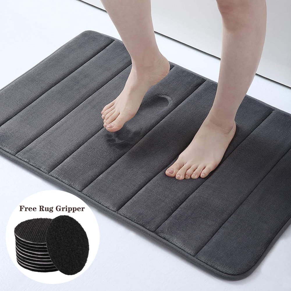 Mainstays Performance Quick Dry Memory Foam Bath Mat, Grey Flannel, 17