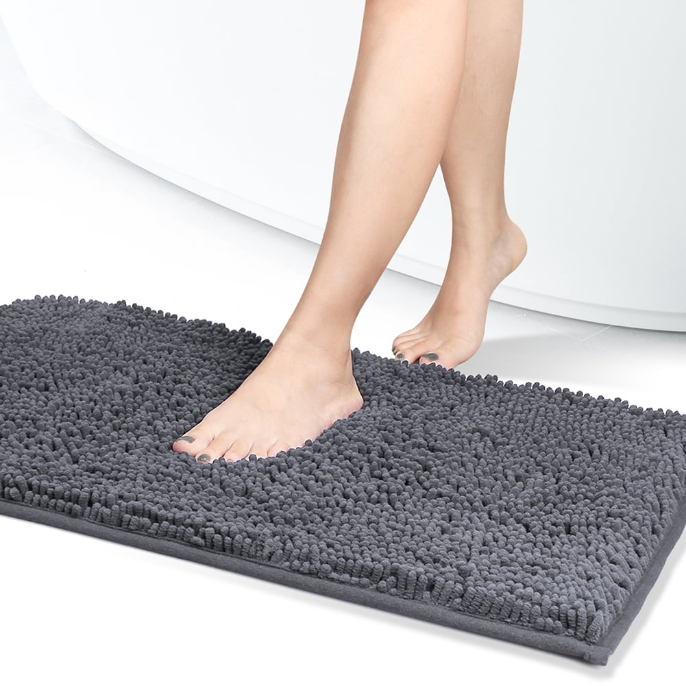 smiry Luxury Chenille Bath Rug, Extra Soft and Absorbent Shaggy Bathroom  Mat Rugs, Machine Washable, Non-Slip Plush Carpet Runner for Tub, Shower,  and