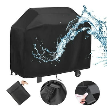 NEWEEN Grill Cover 58 inch BBQ Gas Grill Cover for Outdoor Grill, Waterproof, Anti-UV, Rip-Proof, Fade Resistant Material, Barbecue Cover with Storage Bag & Adjustable Hem Drawstring, Black