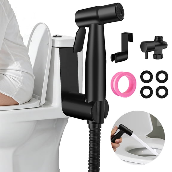 NEWEEN Handheld Bidet Sprayer for Toilet, Brushed Nickel Bidet Attachment for Toilet Adjustable Water Pressure Control with Bidet Hose for Feminine Wash Baby Diaper Cloth