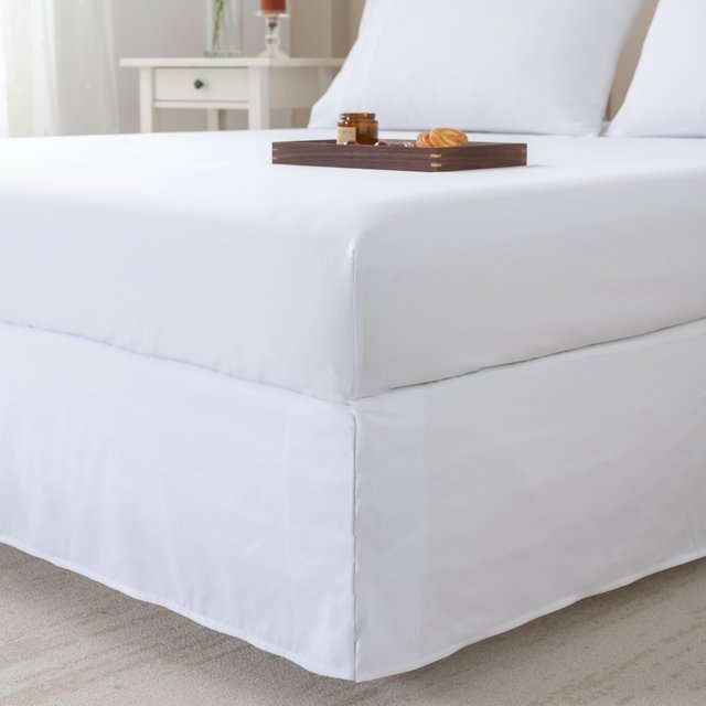 NEWEEN Pleated Queen Bed Skirt 15Inch Tailored Drop Easy Fit Bed