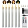 Rechargeable Flameless Taper Candles with Replace Lamp Head, 6 Pcs Real Wax LED Taper Candles Flickering with Remote&Timer, 3D Flame Battery Candlesticks for Home Wedding Christmas Decor ()
