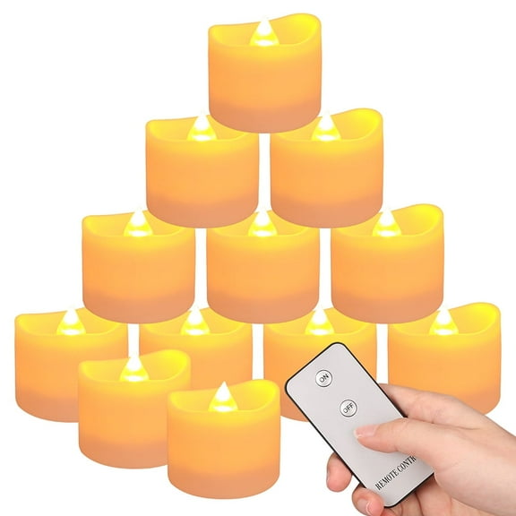 NEWEEN Remote Control Tea Lights Flickering Realistic Tea Lights Battery Operated with Remote for Home Decor and Seasonal Celebration, Pack of 12, Warm White Light
