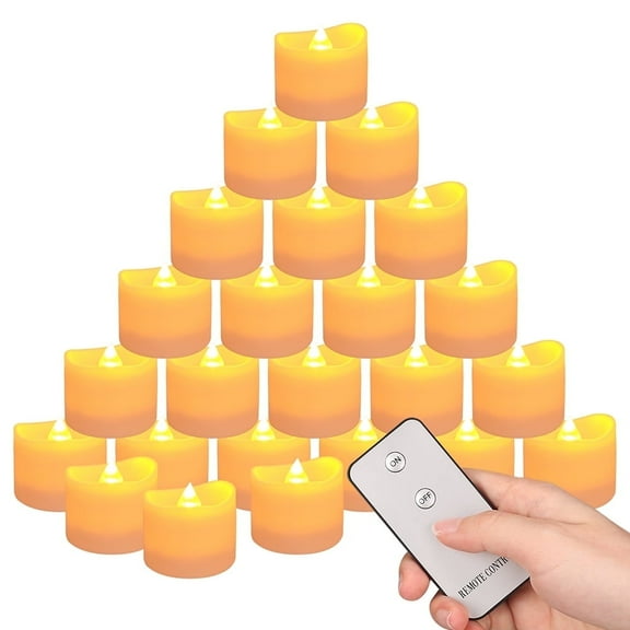 NEWEEN Remote Control Tea Lights Candle  Flickering Realistic Tea Lights Battery Operated with Remote for Home Decor and Seasonal Celebration, Pack of 24, Warm White Light