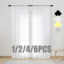 NEWEEN Sheer Curtain Panels Bedroom 1/2/4/6PCS - Home Decoration Basic Rod Pocket Sheer Voile Window Curtain Panels(52 x 84, White)