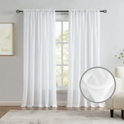 NEWEEN Sheer Curtains 84 inch Length 2 Panels Set White Curtains Clear Curtains Basic Rod Pocket Panel for Bedroom Living Room Yard Kitchen(55" X 84", White)