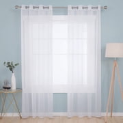 NEWEEN Sheer White Curtains 2 Panels 84 Inch Length, Solid Voile with Grommet Top for Living Room/Bedroom W55 X L84 Inch, White