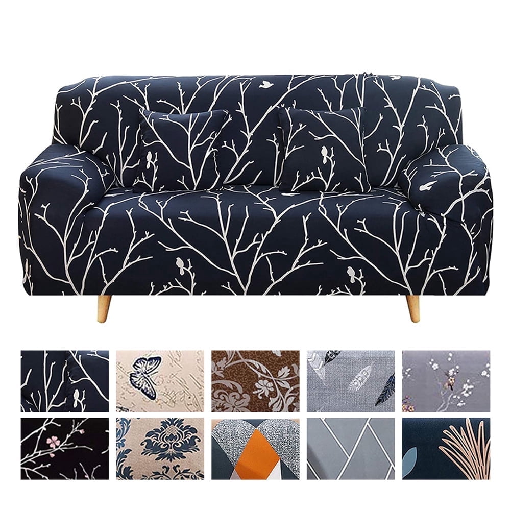 NEWEEN Sofa Cover High Stretch Elastic Fabric 1 2 3 Seater Sofa Slipcover Chair Loveseat Couch Cover Polyester Spandex Furniture Protector Cover with 1 Pillowcase (1 Seater, Pattern #Bird)