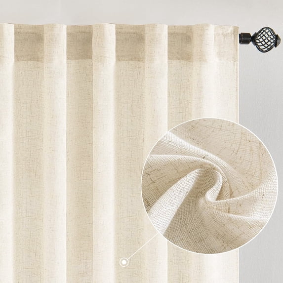 Linen Curtains 84 Inches Long 52" Wide for Bedroom Semi Sheer Natural Linen Window Drapes Ensure privacy Farmhouse Curtains Extra Wide Curtain Panels(2 Panels)