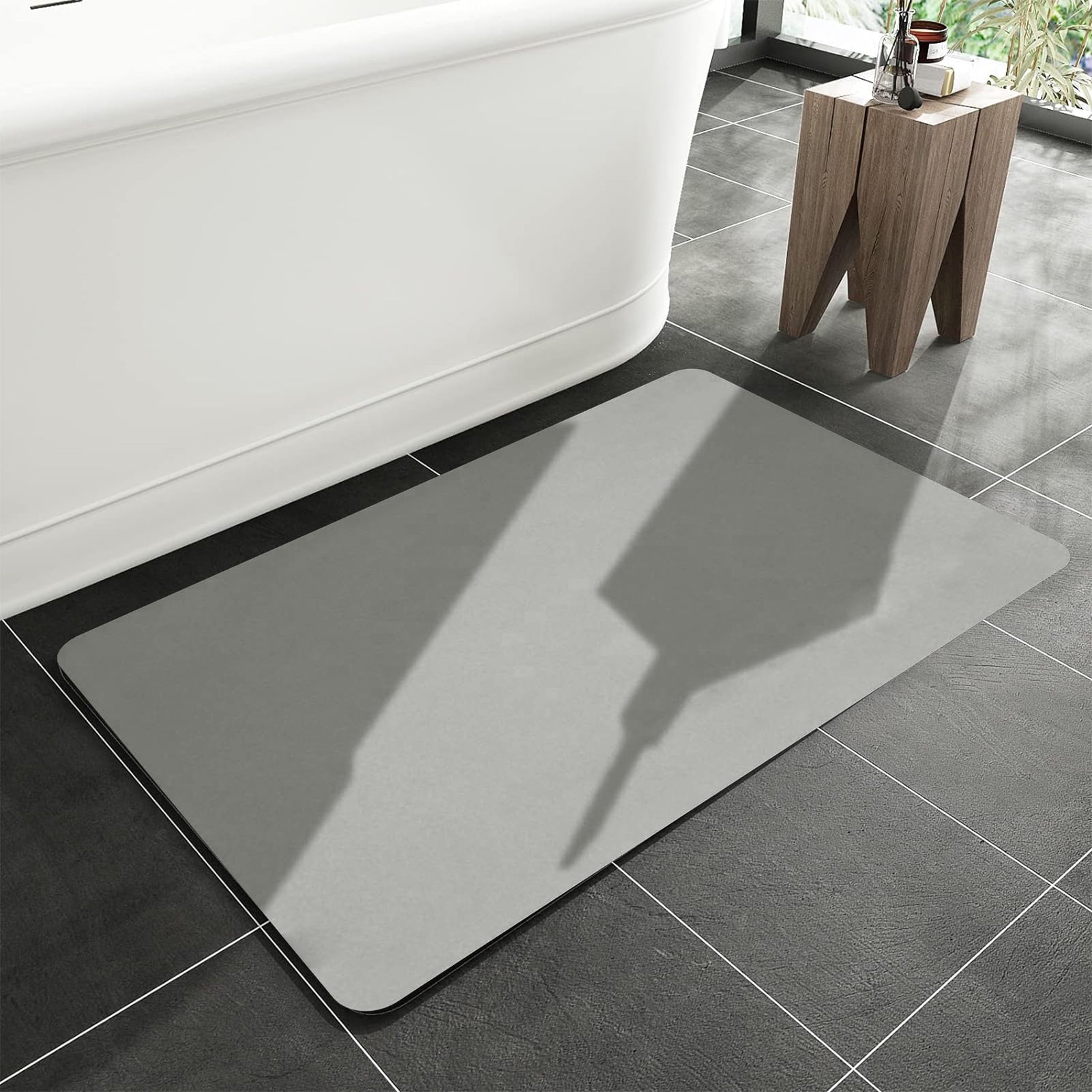 NEWEEN Super Absorbent Quick Dry Bath Mat, Thin Bathroom Rug Fit Under