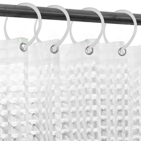 NEWEEN Waterproof Shower Curtain Liner 8G EVA Thick Shower Curtain with Heavy Duty 3 Bottom Magnets Shower Liner for Shower Stall, Bathtubs, 3D Checkered Pattern, 72 x 72,12 Hooks