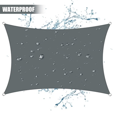 ALION Heavy Duty Waterproof Straight Edge Sun Shade Sail – Grey, Rectangle/Square, With Fixings