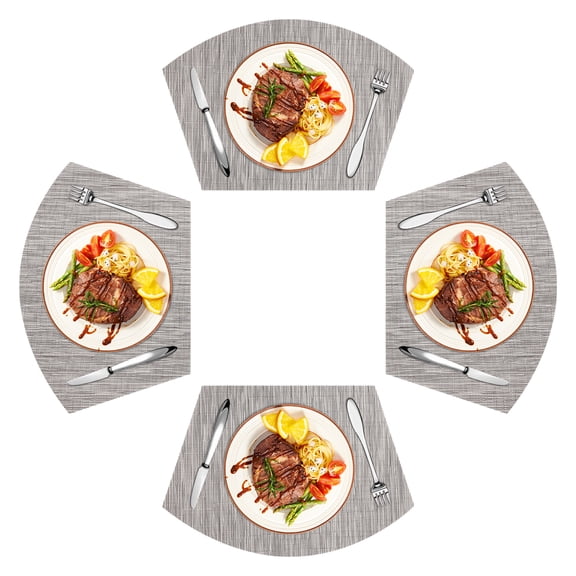 NEWEEN Wedge Placemats for Dining Table Cross-Weave Washable Vinyl Placemat Heat Resistant Round Table Mats Set of 4