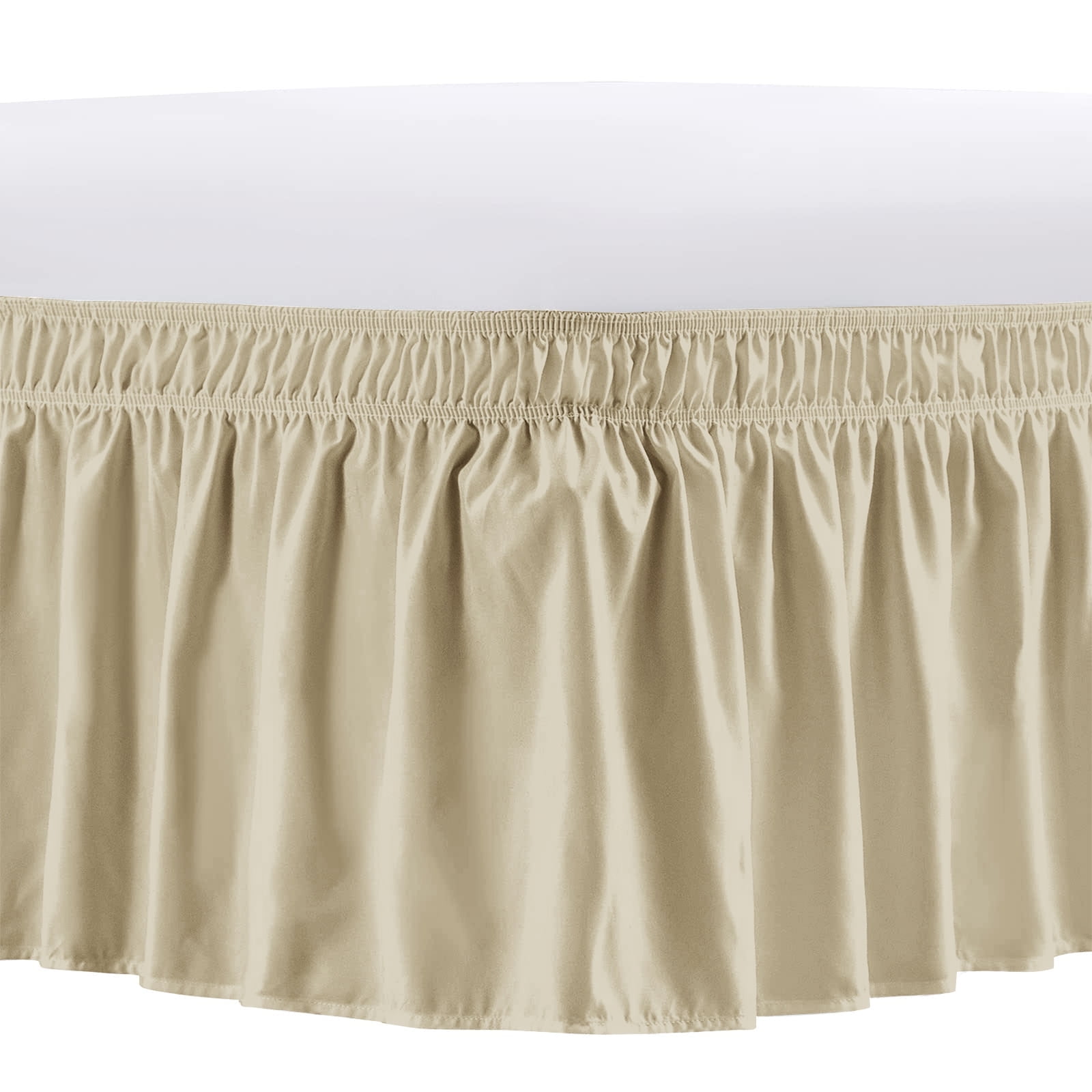 Button Dust Ruffle NEWEEN Wrap Around Bed Skirts for Queen Beds 15 Inches Drop, Khaki ...