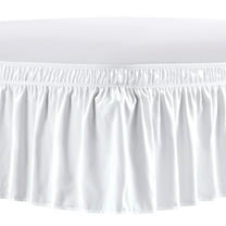 NEWEEN Wrap Around Bed Skirts for Queen Beds 15 Inches Drop, White Elastic Dust Ruffles Easy Fit Wrinkle & Fade Resistant Silky Luxurious Fabric Solid Machine Washable