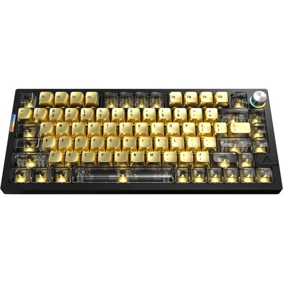 Newegg Montech Mkey Pro Newegg 25th Anniversary Limited Gold Edition Mechanical Gaming Keyboard, TriMode Bluetooth 5.2 / 2.4Ghz Wireless / UsbC Wired, 75% Layout, Gateron G Pro 3.0 Brown Switches