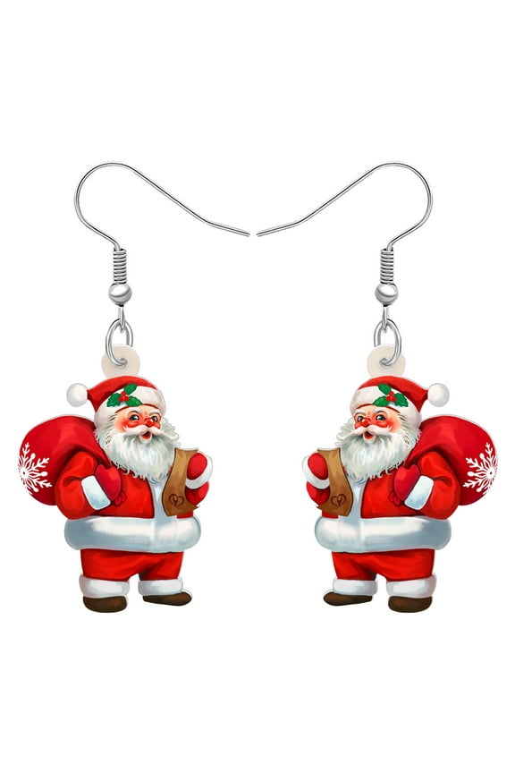 Christmas Cute Santa Claus Earrings Acrylic Cartoon Fun Garland Santa Claus Dangle Jewelry For Women Charms Holiday Party Festival Gifts