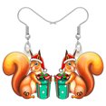 thumbnail image 1 of NEWEI Christmas Day Acrylic Cute Squirrel Earrings Santa Hat Cartoon Squirrel Dangle Jewelry For Women Charms Holiday Party Christmas Gifts, 1 of 6