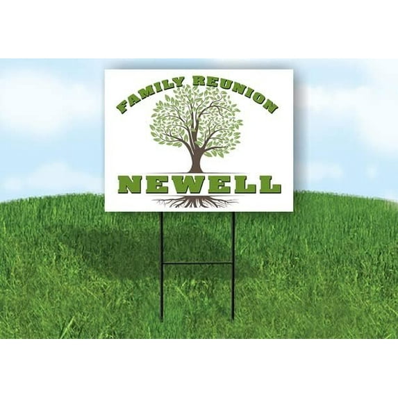 NEWELL FAMILY REUNION GR TREE 18 in x 24 in Yard Sign Road Sign with Stand, Double Sided
